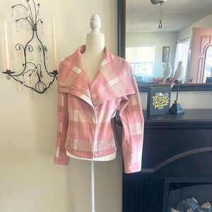 Bagatelle Jacket Zip w 2 Side Pockets Pink Plaid Very Soft Sz Small
